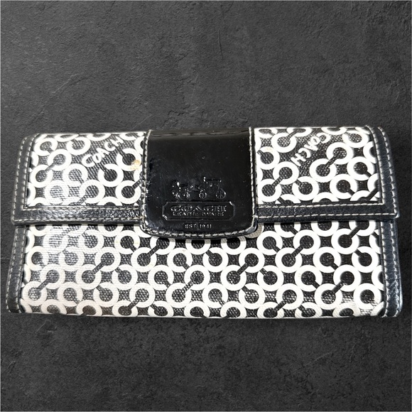 Coach Handbags - Rare Vintage Coach Black and White Penelope op art Wallet.